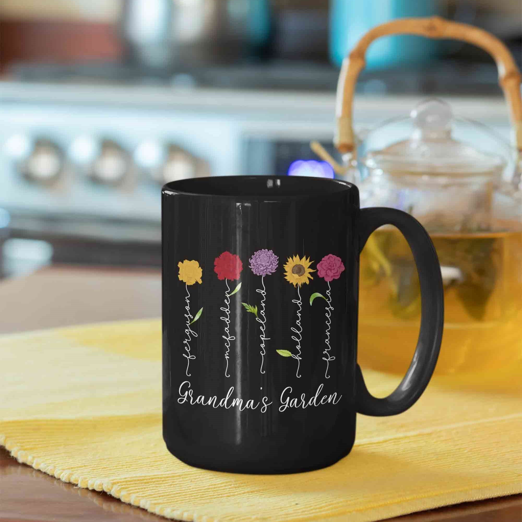 Personalized Birth Month Flower Mug, Birth Month Flower Mug, Grandma's Garden Mug, Birth Flower Gift, Mothers Day Gift, Family Flower Mug, Gift for Grandma