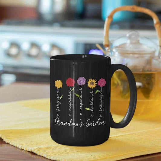 Personalized Birth Month Flower Mug, Birth Month Flower Mug, Grandma's Garden Mug, Birth Flower Gift, Mothers Day Gift, Family Flower Mug, Gift for Grandma