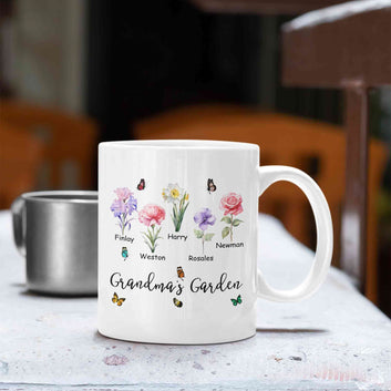 Personalized Birth Month Flower Mug, Birth Month Flower Mug, Grandma's Garden Mug, Birth Flower Gift, Mothers Day Gift, Family Flower Mug, Gift for Grandma