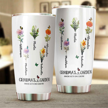 Personalized Birth Month Flower Tumbler, Birth Month Flower Tumbler, Grandma's Garden Tumbler, Birth Flower Gift, Mothers Day Gift, Family Flower Tumbler, Gift for Grandma