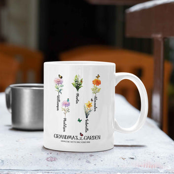 Personalized Birth Month Flower Mug, Birth Month Flower Mug, Grandma's Garden Mug, Birth Flower Gift, Mothers Day Gift, Family Flower Mug, Gift for Grandma