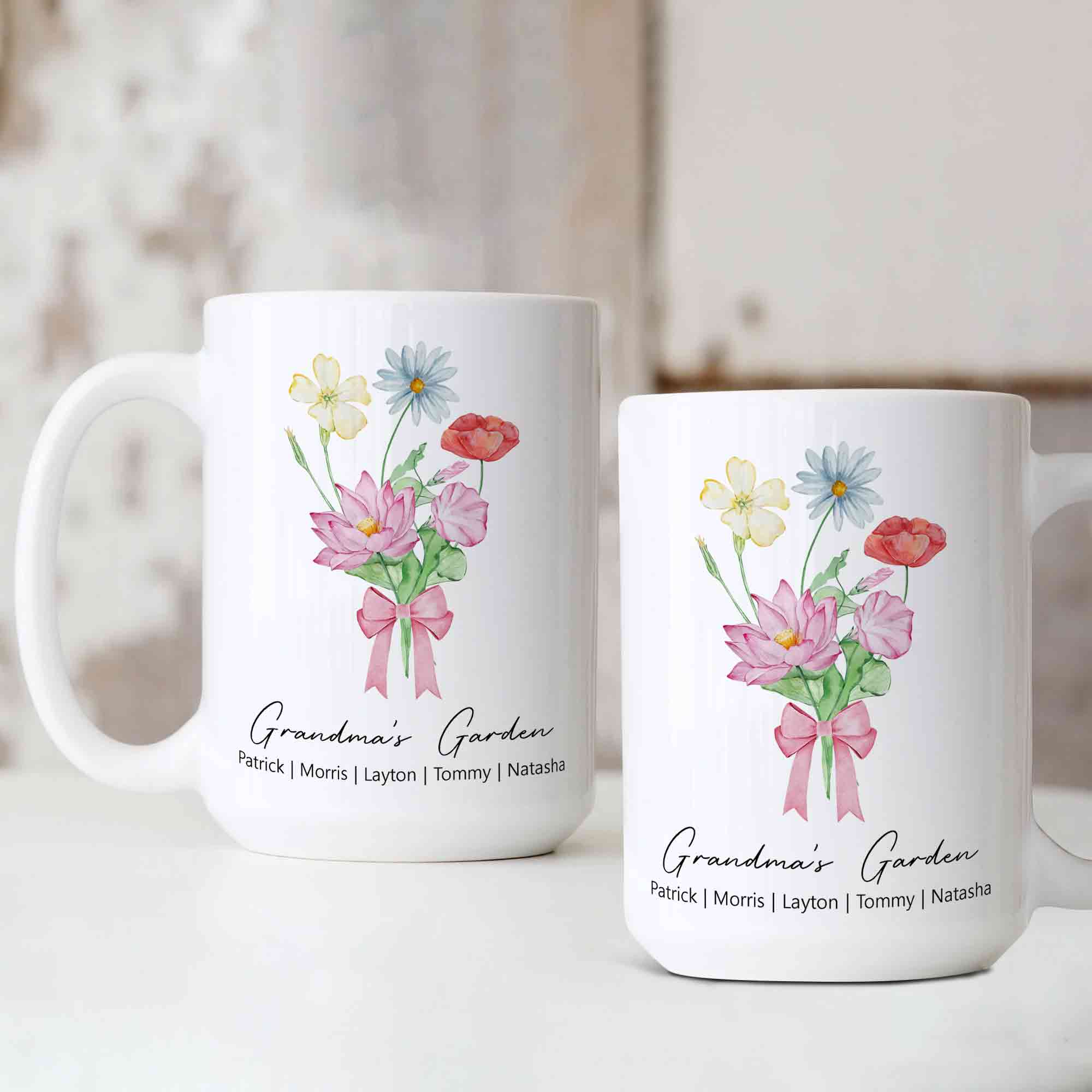 Personalized Birth Month Flower Mug, Birth Month Flower Mug, Grandma's Garden Mug, Birth Flower Gift, Mothers Day Gift, Family Flower Mug, Gift for Grandma