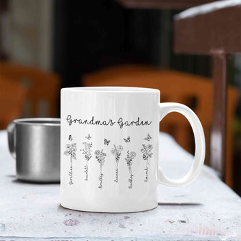 Personalized Birth Month Flower Mug, Birth Month Flower Mug, Grandma's Garden Mug, Birth Flower Gift, Mothers Day Gift, Family Flower Mug, Gift for Grandma