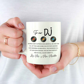 Personalized Wedding Gift for DJ, To Our DJ Mug, Funny Wedding Mug, Custom Wedding Mug, Wedding DJ Gift, Dj Gift, Wedding Gift, Thank You Gift