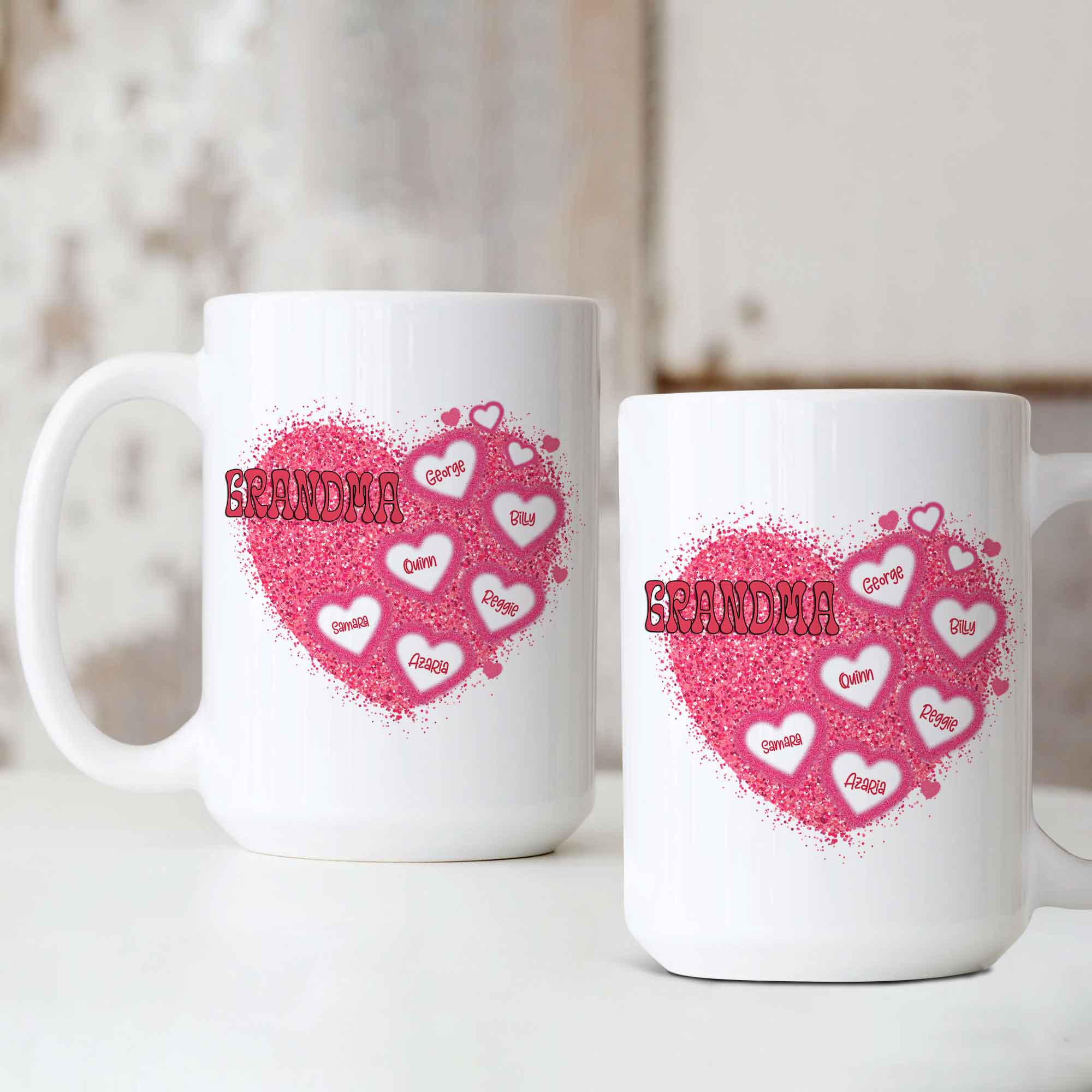 Custom Heart Grandkid Name Mug, Grandma Mug, Kids Names Mug, Custom Gift For Grandma, Mothers Day Gift, Grandma Birthday Gift, Gift For Grandma