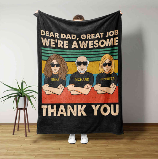 Dear Dad Blanket, We’re Awesome Blanket, Family Blanket, Custom Name Blanket, Gift Blanket