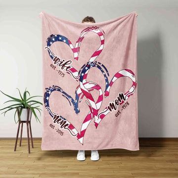 Personalized Name Blanket, Mother Blanket, Grandma Blanket, Heart Blanket, American Flag Blanket, Family Blanket