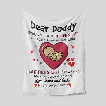 Dear Daddy Blanket, Happy Father's Day Blanket, Heart Blanket, Family Blanket, Custom Name Blanket, Best Gift Blanket For Father