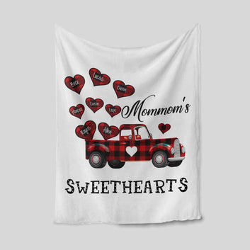 Grandma Blanket, Sweethearts Blanket, Heart Blanket, Family Blanket, Custom Name Blanket, Gift Blanket