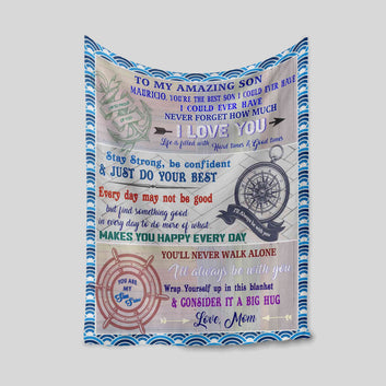 To My Amazing Son Blanket, Anchor Blanket, Family Blanket, Custom Name Blanket, Blanket For Son
