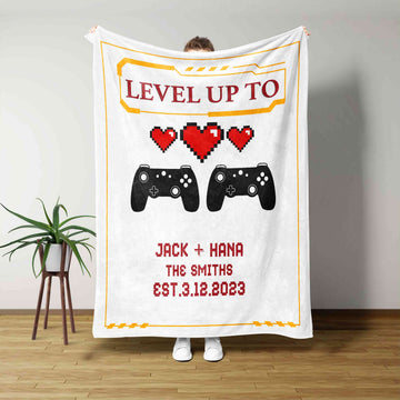 Level Up To Blanket, Game Blanket, Blanket For Gamer, Custom Name Blanket, Best Gift Blanket