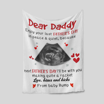 Personalized Baby Ultrasound Dad Blanket, Pregnancy Reveal, Gift For Dad From Baby, First Father's Day, Father To Be Gift