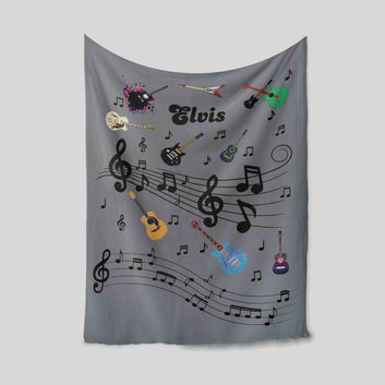 Personalized Name Blanket, Music note Blanket, Sheet Music On Blanket, Musical Instrument Blanket, Best Gift Blanket