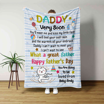 Personalized Father’s Day Blanket, Dad To Be Gift, New Dad Blanket, Ultrasound Blanket, Custom Baby Ultrasound Blanket, Pregnancy Gift