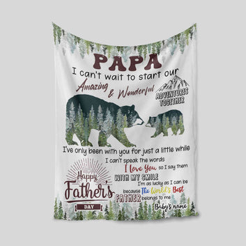 Custom Papa Bear Blanket, Father's Day Gift For Papa From Baby Bear, New Papa Gift, First time Papa Blanket, Father's Day Blanket