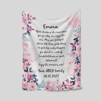 Personalized Retirement Blanket, Great Colleague Blanket, Flower Blanket, Blanket For Retirement, Best Retirement Gifts, Friend Gift