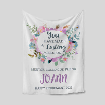 You Have Made a Lasting Impression Blanket, Retirement Blanket, Retired Gifts for Colleague, Retirement Gifts for Women, Custom Name Blanket