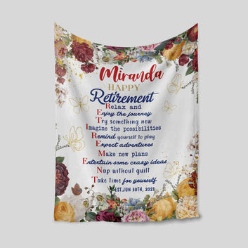 Personalized Blanket For Retirement, Happy Retirement Blanket, Gift For Coworker, Retirement Blanket, Retirement Gift Ideas For Women