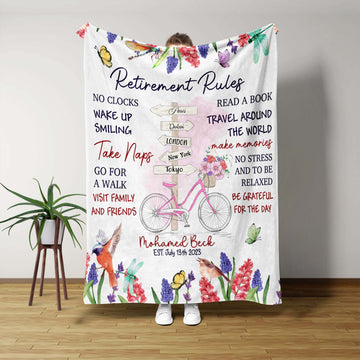 Retirement Rules Blanket, Rules of Retirement Blanket, Custom Retirement Blanket, Retirement Gifts, Gifts for Retirement, Retiree Gift Ideas