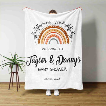 Boho Rainbow Blanket, Welcome To Baby Shower Blanket, Baby Shower Blanket, Custom Name Blanket, Best Gift Blanket For Baby
