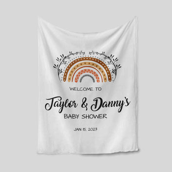 Boho Rainbow Blanket, Welcome To Baby Shower Blanket, Baby Shower Blanket, Custom Name Blanket, Best Gift Blanket For Baby
