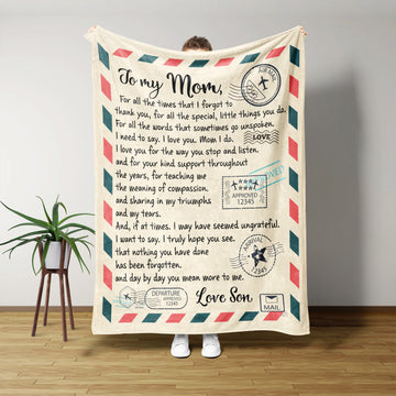 Mother Blanket, Letter From Son To Mom Blanket, Family Blanket, Custom Name Blanket, Best Gift Blanket For Mother