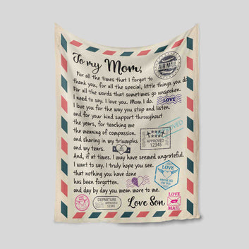 To My Mom Blanket, Mother Blanket, Letter From Son To Mom Blanket, Custom Name Blanket, Best Gift Blanket For Mother