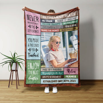 Retirement Rules Blanket, Retired Blanket, Happy Retirement Blanket, Custom Photo Blanket, Custom Name Blanket, Best Gift Blanket