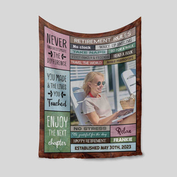 Retirement Rules Blanket, Retired Blanket, Happy Retirement Blanket, Custom Photo Blanket, Custom Name Blanket, Best Gift Blanket