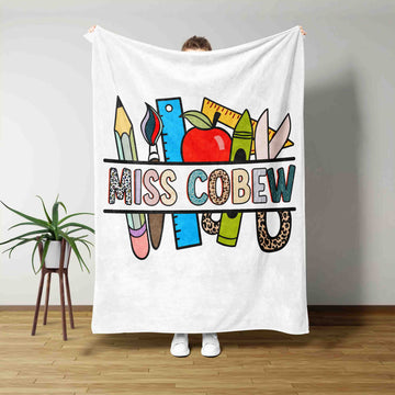 Personalized Teacher Blanket, Learning Tools Blanket, Teacher Blanket, Gifts Teacher Blanket, Custom Name Blanket, Best Gift Blanket For Teacher