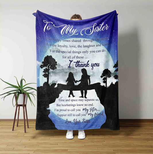 Sister Blanket, Family Blanket, Moon Blanket, Friendship Blanket, Sisters Gift From Sister Blanket, Custom Name Blanket, Best Sister Gift Blanket