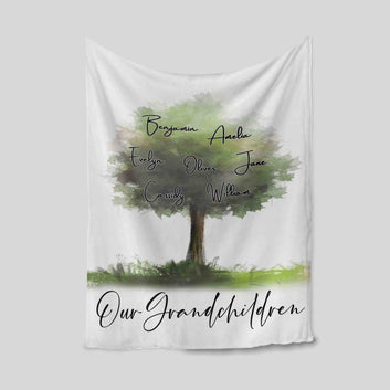 Personalized Grandchildren Blanket, Our Grandchildren Blanket, Tree Blanket, Blanket For Grandparents, Grandparents Gift Blanket, Best Gift Blanket For Grandparents