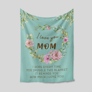 I Love You Mom Blanket, Mother Blanket, Flower Blanket, Mother Gift Blanket, Family Blanket, Custom Name Blanket, Best Gift Blanket For Blanket