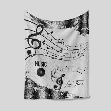 Custom Music Blanket With Name, Sheet Music On Blanket, Music Lover Blanket, Music Gift Blanket, Music Notes Blanket, Best Gift Blanket For Music Lover