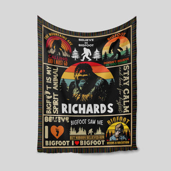 Bigfoot Blanket, Wildlife Blanket, Sasquatch Blanket, Bigfoot Gift, Custom Name Blanket, Sasquatch Lover Blanket, Blanket For Gift