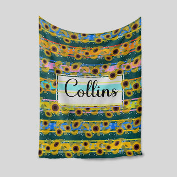 Personalized Sunflower Blanket, Sunflower Blanket, Baby Blanket, Blanket With Name, Custom Name Blanket, Gift For Sunflower Lover, Baby Gift Blanket
