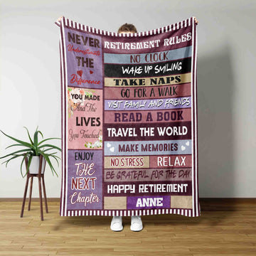 Retirement Rules Blanket, Retried Blanket, Best Retirement Gifts Ideas, Custom Name Blanket, Custom Retirement Gift, Best Gift Blanket For Retired