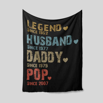 Legend Husband Daddy Pop Blanket, Dad Blanket, Grandpa Blanket, Custom Family Blanket, Family Blanket, Father's Day Blanket, Father's Day Gift