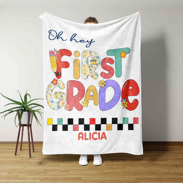 Personalized First Grade Blanket, First Grade Blanket, Back To School Blanket, Kids First Day of First Grade Blanket, Custom Name Blanket