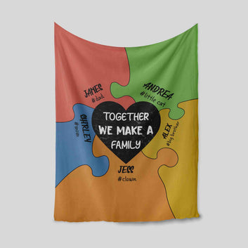 Personalized Family Blanket, Together We Make A Family Blanket, Puzzle Blanket, Custom Name Blanket, Family Blanket, Family Gift Idea, Blanket For Family