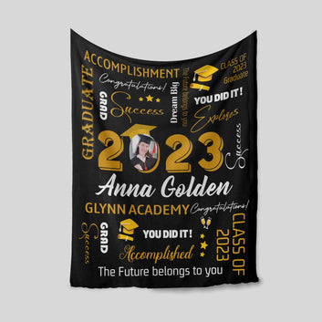 Personalized Graduate Blanket, Senior Graduation Gift, Graduation Blanket, Graduate Blanket, Custom Photo Blanket, Custom Name Blanket, Gift Ideas For Graduate