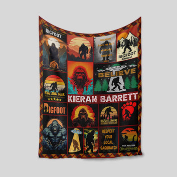 Personalized Name Blanket, Bigfoot Blanket, Sasquatch Decorative Blanket, Bigfoot Sasquatch Lover Gift, Bigfoot Sasquatch Blanket, Hiking Lovers Gift