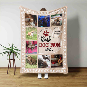 Best Dog Mom Ever Blanket, Dog Blanket, Pet Blanket, Custom Image Blanket, Custom Name Blanket, Pet Lover Blanket, Dog Lover Gift