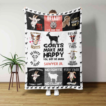 Goat Make Me Happy Blanket, Goat Blanket, Goat Lovers Gift, Custom Name Blanket, Gift For Goat Lover, Blanket Goat Gift Ideas
