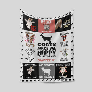 Goat Make Me Happy Blanket, Goat Blanket, Goat Lovers Gift, Custom Name Blanket, Gift For Goat Lover, Blanket Goat Gift Ideas
