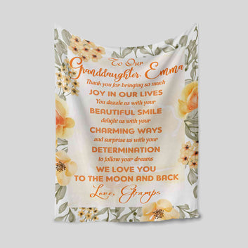 To Our Granddaughter Blanket, Floral Blanket, Family Blanket, Custom Name Blanket, Granddaughter Blanket, Birthday Gift For Granddaughter, Gift For Her