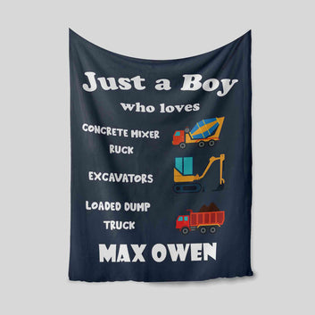 Personalized Construction Blanket, Dump Truck Blanket, Boy Blanket, Tractor Kids Blanket, Construction Vehicle Blanket, Baby Name Blanket, Baby Gift, Baby Boy Gift