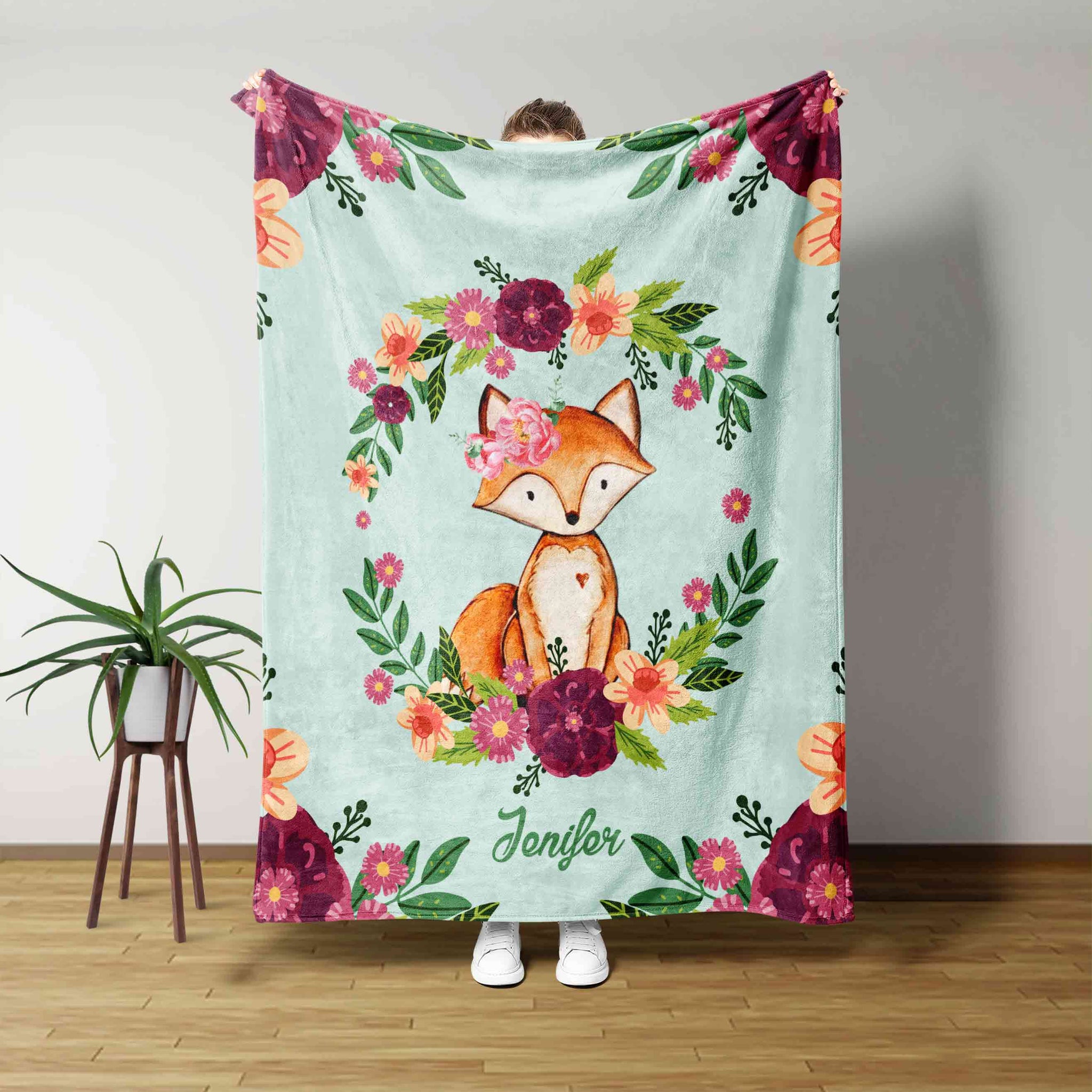 Fox Blanket, Customized Baby Blanket for Little Girl, Gifts for