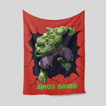 Personalized Kids Blanket, Kids Superhero Blanket, Superhero Blanket, Hulk Blanket, Superhero Blanket For Kids, Custom Baby Shower Gift, Custom Face Blanket
