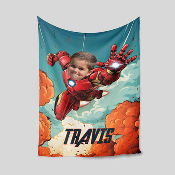 Personalized Kids Blanket, Kids Superhero Blanket, Superhero Blanket, Superhero Blanket For Kids, Custom Baby Shower Gift, Custom Face Blanket
